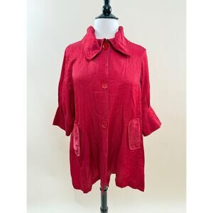 Urban Mango Red Jacket with 3/4 Sleeves, Wide Cuffs and Collar, Size XL